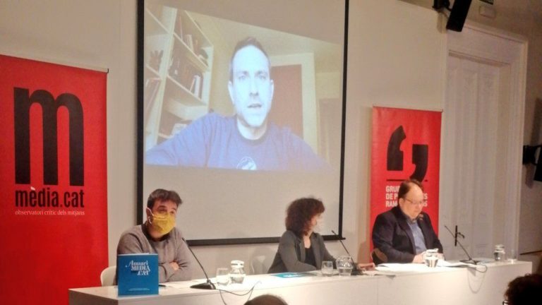 Presentació de l'Anuari Mèdia.cat 2020 al Col·legi de Periodistes, el 24 de març de 2021.